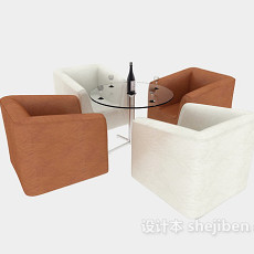 单人沙发、茶几组合3d模型下载