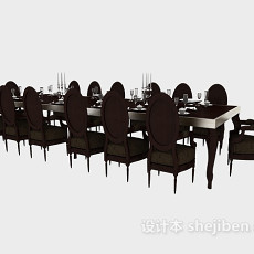 欧式简约餐桌餐椅3d模型下载
