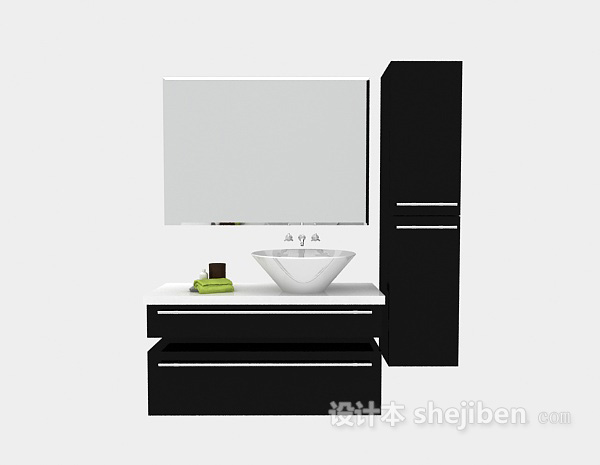 现代风格现代黑色简约浴柜3d模型下载