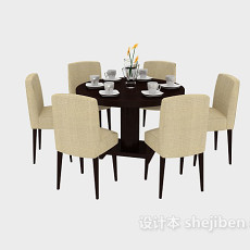 餐厅实木桌椅餐椅3d模型下载