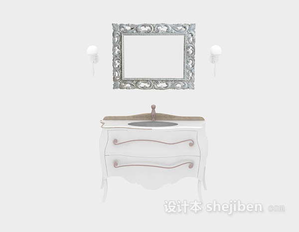 欧式风格白色欧式浴柜3d模型下载