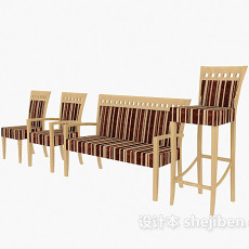 条纹家居椅集合3d模型下载
