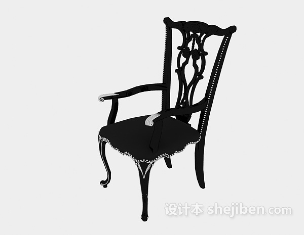欧式黑色扶手椅3d模型下载