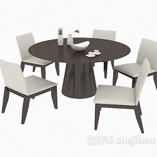现代实木餐桌餐椅3d模型下载