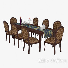 高档餐桌椅3d模型下载