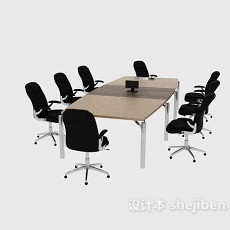简约办公会议桌3d模型下载