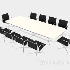 简约会议桌椅3d模型下载
