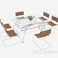 现代玻璃会议桌3d模型下载