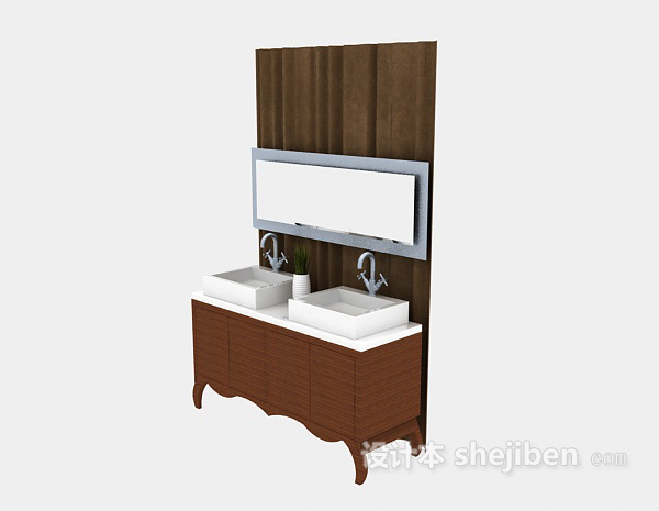 浴室实木浴柜3d模型下载