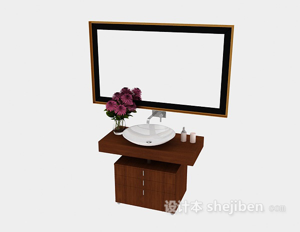 免费美式家居实木浴柜3d模型下载