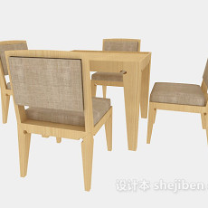 休闲实木桌椅3d模型下载