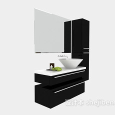 现代黑色简约浴柜3d模型下载