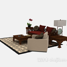中式组合 沙发3d模型下载