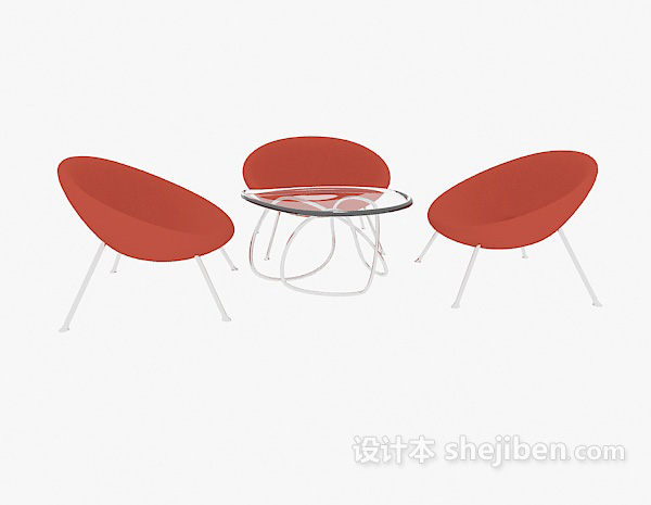 免费休闲区茶几桌椅3d模型下载