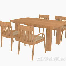 实木餐桌、餐椅3d模型下载