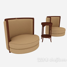 美式简约沙发3d模型下载
