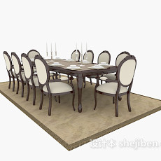 欧式精致餐桌3d模型下载
