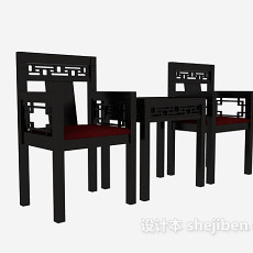中式扶手椅3d模型下载
