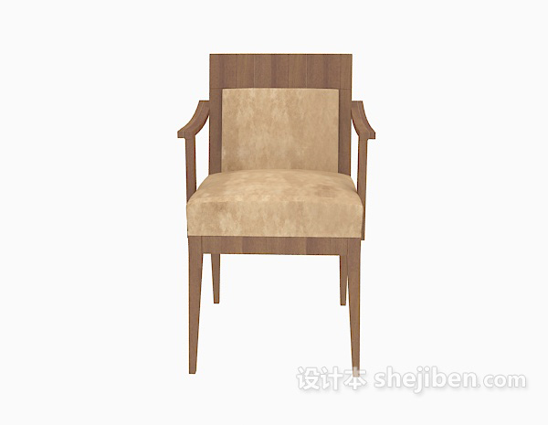 现代风格实木扶手椅3d模型下载