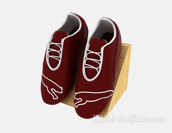 免费红色休闲鞋3d模型下载