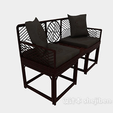 中式传统休闲沙发椅3d模型下载