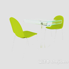 绿色休闲桌椅组合3d模型下载