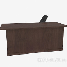 实木办公桌3d模型下载