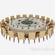 大型酒店餐桌3d模型下载