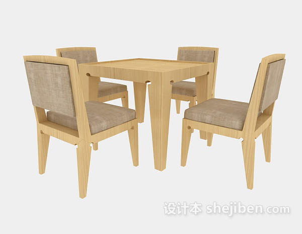 免费休闲实木桌椅3d模型下载