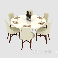 简约家庭餐桌椅3d模型下载