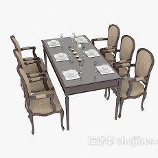 欧式家居餐桌餐椅3d模型下载