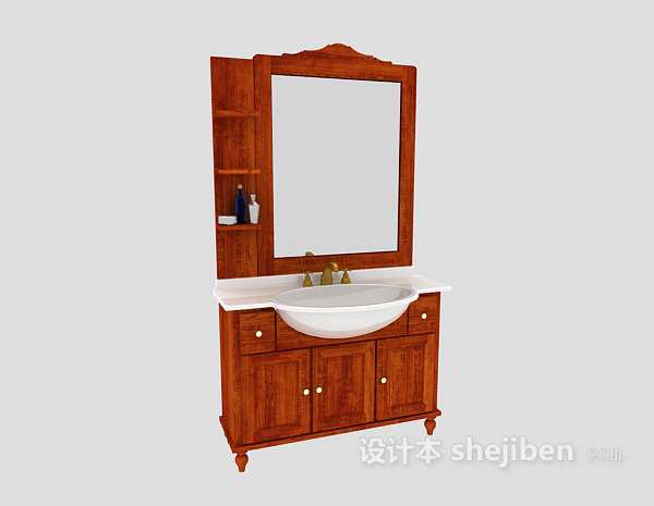 免费家具浴柜、浴镜组合3d模型下载