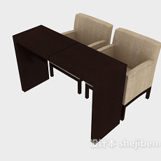 实木办公室桌椅3d模型下载