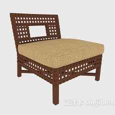 中式棕色休闲椅3d模型下载