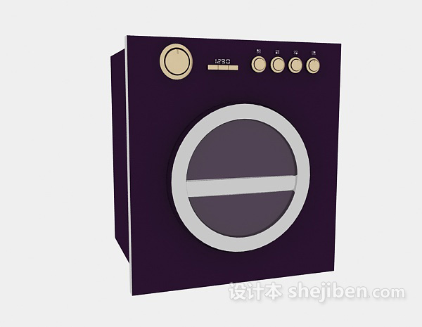 免费紫色滚筒洗衣机3d模型下载