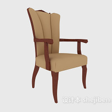 棕色扶手休闲椅3d模型下载