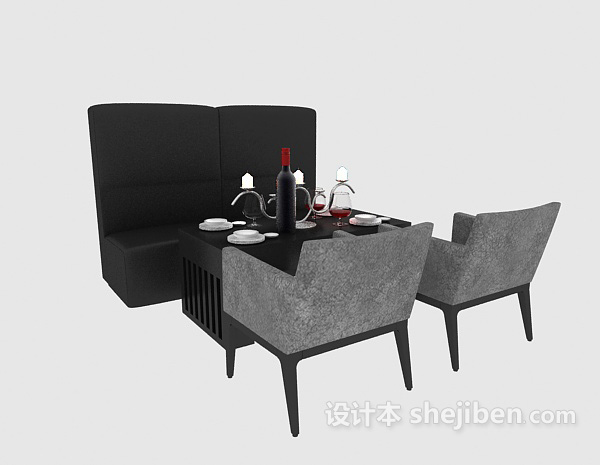免费餐桌、沙发椅组合3d模型下载