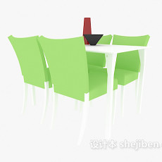 现代清新桌椅组合3d模型下载