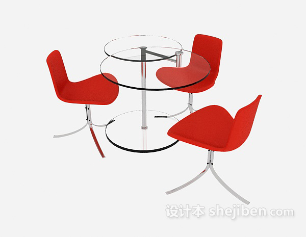 红色时尚简约桌椅