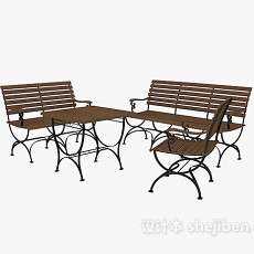 铁艺公园桌椅组合3d模型下载