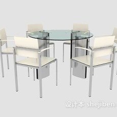 现代简约圆形餐桌3d模型下载