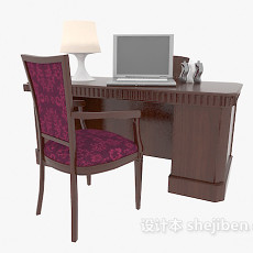 美式风格家居书桌3d模型下载