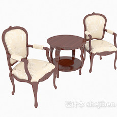 美式风格休闲桌椅组合3d模型下载