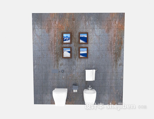 现代风格壁式小便器、洗手池3d模型下载