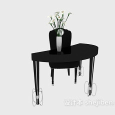 美式黑色桌椅组合3d模型下载