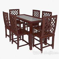 中式红木桌椅3d模型下载
