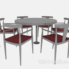 新中式风格实木餐桌3d模型下载