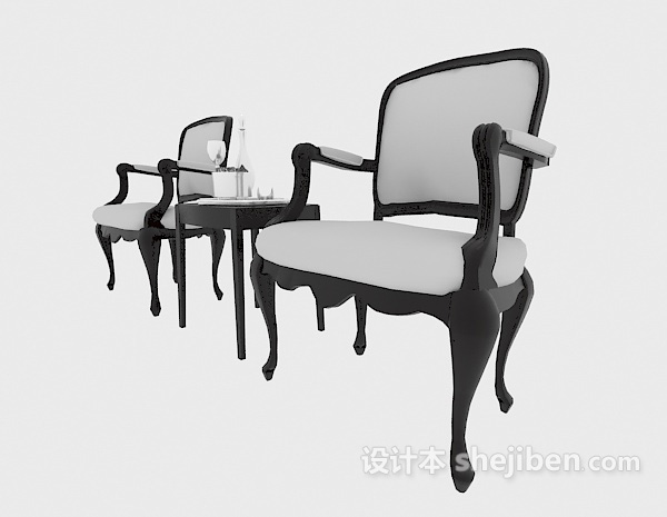 美式风格单人沙发3d模型下载