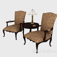 欧式风格单人沙发椅3d模型下载