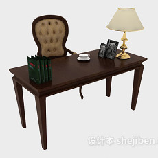 欧式风格书桌椅3d模型下载